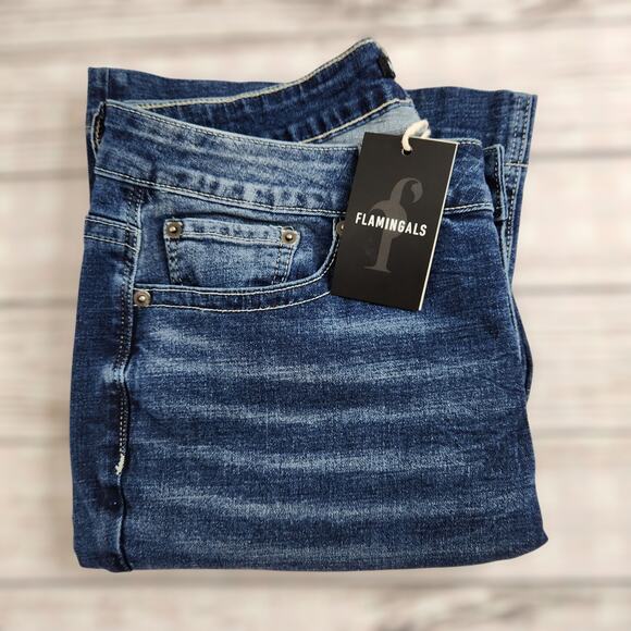 Flamingals Flare Women's Size XL Denim Jeans New With Tags - Picture 1 of 9